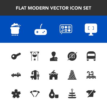 Modern, simple vector icon set with bonfire, restaurant, truck, shipping, campfire, sport, account, member, photo, dinner, castle, computer, add, person, pot, fireplace, hot, medieval, chinese icons