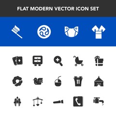 Modern, simple vector icon set with infant, doughnut, brush, health, newborn, glass, drawer, computer, japanese, baby, device, mouse, internet, kamon, kimono, mon, stroller, care, costume, bird icons
