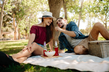 Couple enjoying at picnic