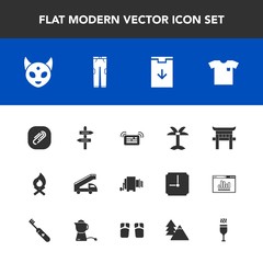 Modern, simple vector icon set with pants, download, web, paperclip, direction, way, paper, ufo, japan, flame, food, clip, sign, business, tropical, leaf, campfire, fireplace, pasta, nature, new icons