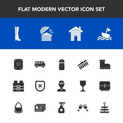 Fototapeta na wymiar Modern, simple vector icon set with fashion, real, transportation, house, transport, footwear, road, bus, salt, play, dentist, protection, spice, speed, sail, coffee, vest, brush, nautical, food icons