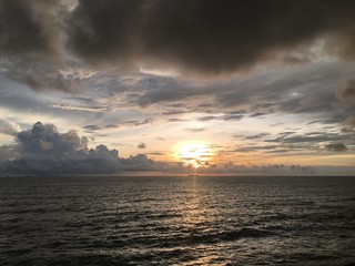 Cloudy sunset by the ocean