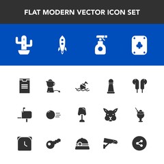 Modern, simple vector icon set with king, help, home, piece, life, safety, audio, chemical, teapot, lifebuoy, game, mailbox, mail, cactus, drink, interior, chess, plant, shipping, tea, spray icons