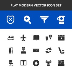 Modern, simple vector icon set with underwater, education, summer, textbook, toothpaste, hygiene, sport, filter, airplane, celebration, cooking, star, library, sea, dental, furniture, hospital icons