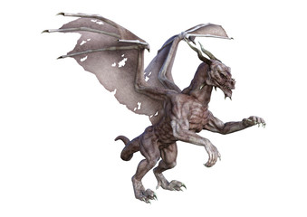 3D Rendering Fantasy Vampire Dragon on White