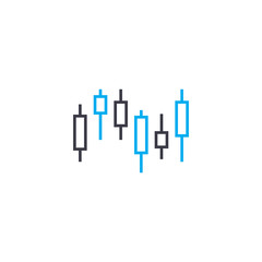 Financial market fluctuations vector thin line stroke icon. Financial market fluctuations outline illustration, linear sign, symbol isolated concept.