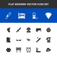 Modern, simple vector icon set with weapon, stationary, kimono, paper, small, newborn, hotel, diamond, stationery, sign, asian, war, modern, telephone, jewel, communication, phone, business, gun icons