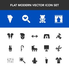 Modern, simple vector icon set with warm, cute, teddy, food, clothing, home, sweet, helmet, gym, leisure, toothbrush, foreman, fashion, fun, industry, construction, curtain, graphic, cream, ice icons