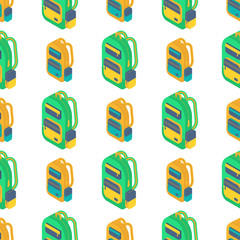 Seamlees pattern with Isometric 3d school supplies