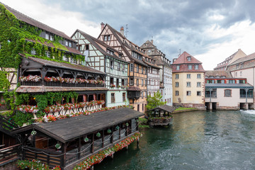 Fototapeta na wymiar Traditional half-timbered houses in La Petite France, old town of Strasbourg, France