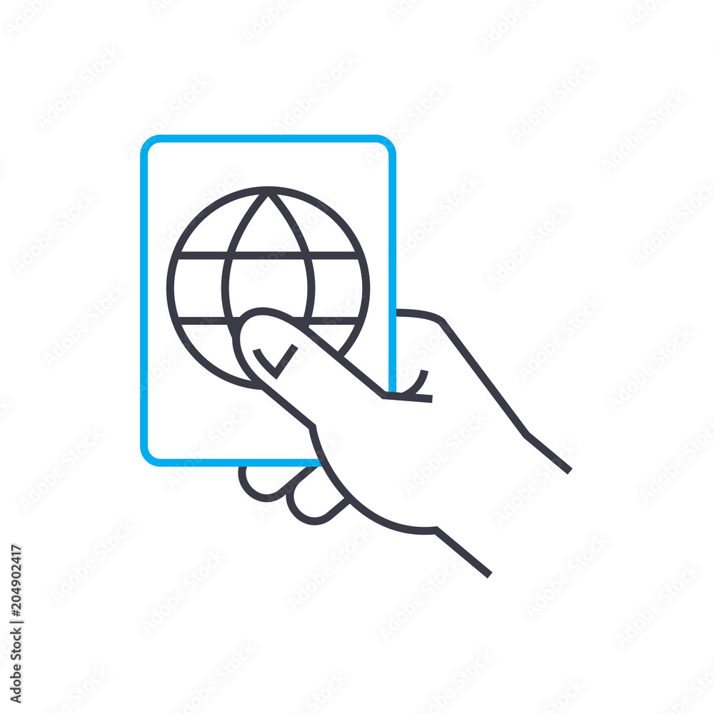 Poster internet user access vector thin line stroke icon. internet user access outline illustration, linear