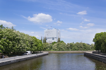 Fototapeta premium The unfinished building of The House of Soviets. The building is located in the central square of Kaliningrad city