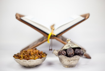 Ramadan food, traditional muslim culture food for ramadan kareem night, prayer for Allah by fasting food and consumed after sunset during Holy month of Ramadan