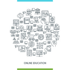 Obraz premium Online education line concept