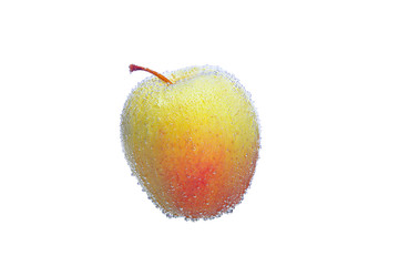 yellow and red Apple in the air bubbles