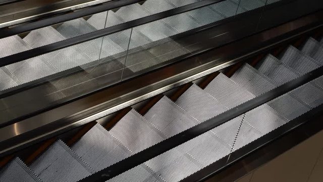 escalator staircase in the floor modern building