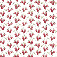 watercolor raspberry seamless pattern