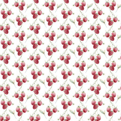 watercolor raspberry seamless pattern