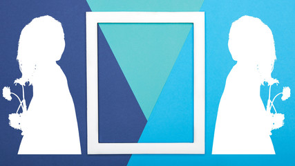 Creative pop art Father's Day background. Happy Father's day or Birthday Turquoise and Blue Background. Minimalism geometric patterns and lines greeting card.