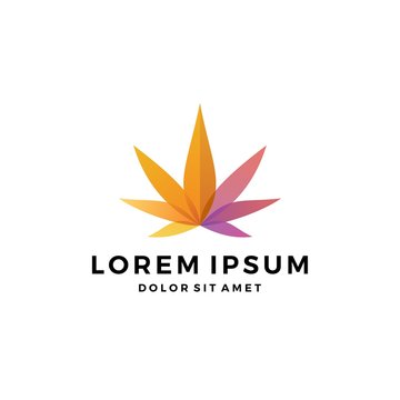 colorful cannabis marijuana hemp leaf logo