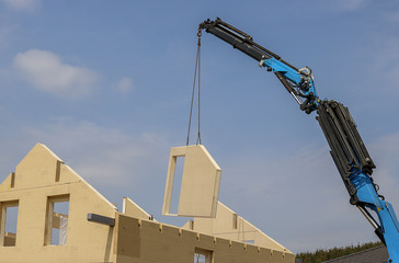 Hausbau, holzriegel, Riegelbau, Fertigteilhaus