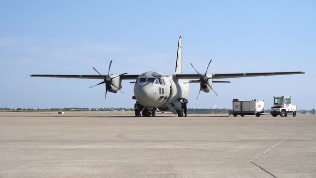 A large Military airplane