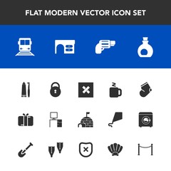 Fototapeta premium Modern, simple vector icon set with fashion, work, ice, toothbrush, clothes, present, socks, holiday, house, snow, sign, gun, igloo, winter, lock, arctic, health, weapon, cup, business, travel icons