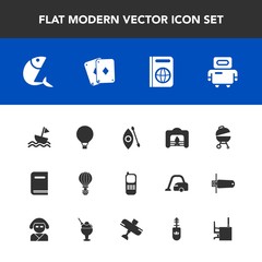 Modern, simple vector icon set with home, immigration, yacht, sky, kayak, activity, meat, library, food, white, extreme, nautical, stationary, poker, phone, parachute, jump, barbecue, christmas icons