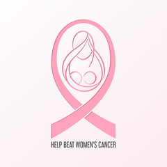 Breast cancer awareness month card in paper cutting style.