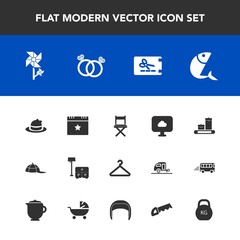 Modern, simple vector icon set with white, hanger, floral, ring, cap, weight, engagement, romance, bed, furniture, clothing, sofa, star, blossom, sea, bag, fashion, seafood, style, spring, cloud icons