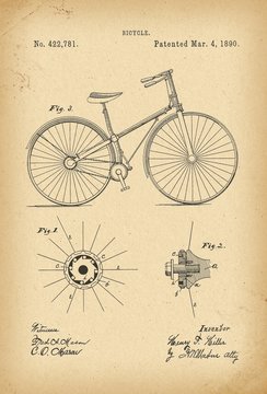 1890 Patent Velocipede Bicycle history  invention