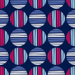 Obraz premium Polka dot seamless pattern. Manual hatching. Geometric background. The colorful balls. Scribble texture. Тextile rapport. 