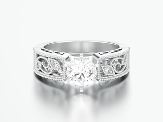 3D illustration silver engagement wedding decorative ornament diamond ring