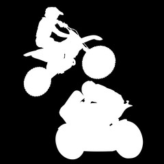 Raster logo silhouette of a motorcyclist on a black background