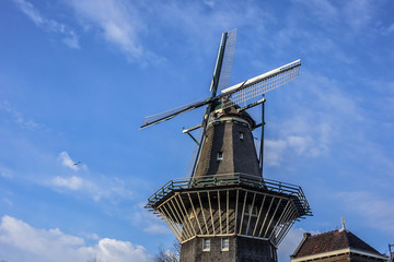 De Gooyer Windmill - Amsterdam most iconic mill. De Gooyer Windmill - was built in 1725 - the tallest wooden mill in the Netherlands. Amsterdam, Netherlands.