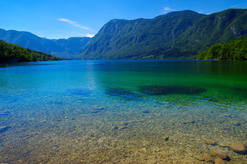  Landscape Bohinj Lake,with clear water.