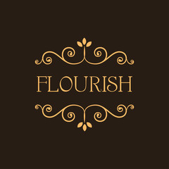 Flourish design. Calligraphic elements, page decoration. Swirls, curls. For design postcard, menu, wedding invitation. Romantic vintage style. Vector.