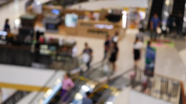 blur scene, people customer walking in lifestyle shopping mall