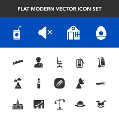 Modern, simple vector icon set with delivery, cold, building, beverage, music, cargo, paperclip, musical, truck, home, japan, liquid, chair, sky, blue, add, real, sound, shipping, suzuri, spring icons