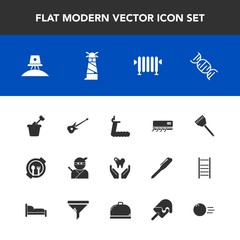 Modern, simple vector icon set with water, table, white, boiler, home, samurai, sand, plate, summer, weapon, child, play, space, lighthouse, dentist, fitness, musical, hot, sandbox, healthy, air icons