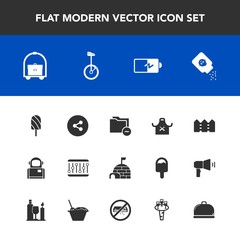 Modern, simple vector icon set with space, energy, media, dessert, fence, science, hotel, social, travel, bike, baby, summer, data, vacation, power, fruit, igloo, ice, folder, document, service icons
