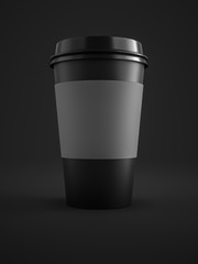 black coffee to go cup isolated on black background