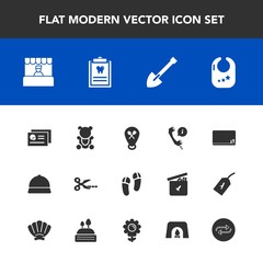 Modern, simple vector icon set with replacement, chalk, grocery, bear, headset, center, location, equipment, dentistry, footwear, substitute, baby, shovel, cut, dental, blackboard, fluffy, child icons