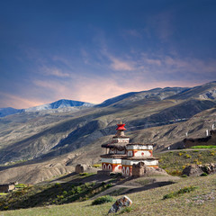 Ancient Bon stupa in Saldang village, Dolpo, Western Nepal