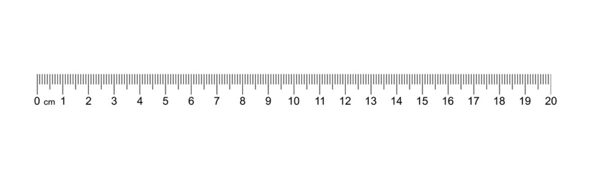 Ruler 20 cm. Measuring tool. Ruler Graduation. Ruler grid 20 cm. Size indicator units. Metric Centimeter size indicators. Vector AI10