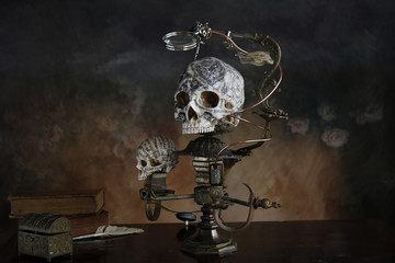 Fototapeta premium Steampunk teschio tatoo