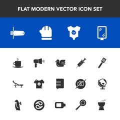 Modern, simple vector icon set with banner, coffee, warm, street, season, dentist, winter, pan, communication, flash, sign, dentistry, scarf, clothing, medical, clothes, baby, clinic, wildlife icons