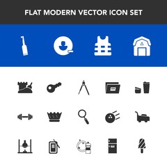 Modern, simple vector icon set with luxury, sand, queen, dessert, natural, avatar, paper, crown, coffee, safety, electric, cup, king, gym, document, jacket, wood, file, summer, key, instrument icons
