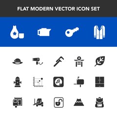Modern, simple vector icon set with sake, cuisine, nature, culture, jacket, coffee, style, department, outfit, reparation, tool, drum, plant, fashion, water, hydrant, blow, hair, espresso, fire icons