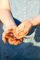 Dirty worker hands
